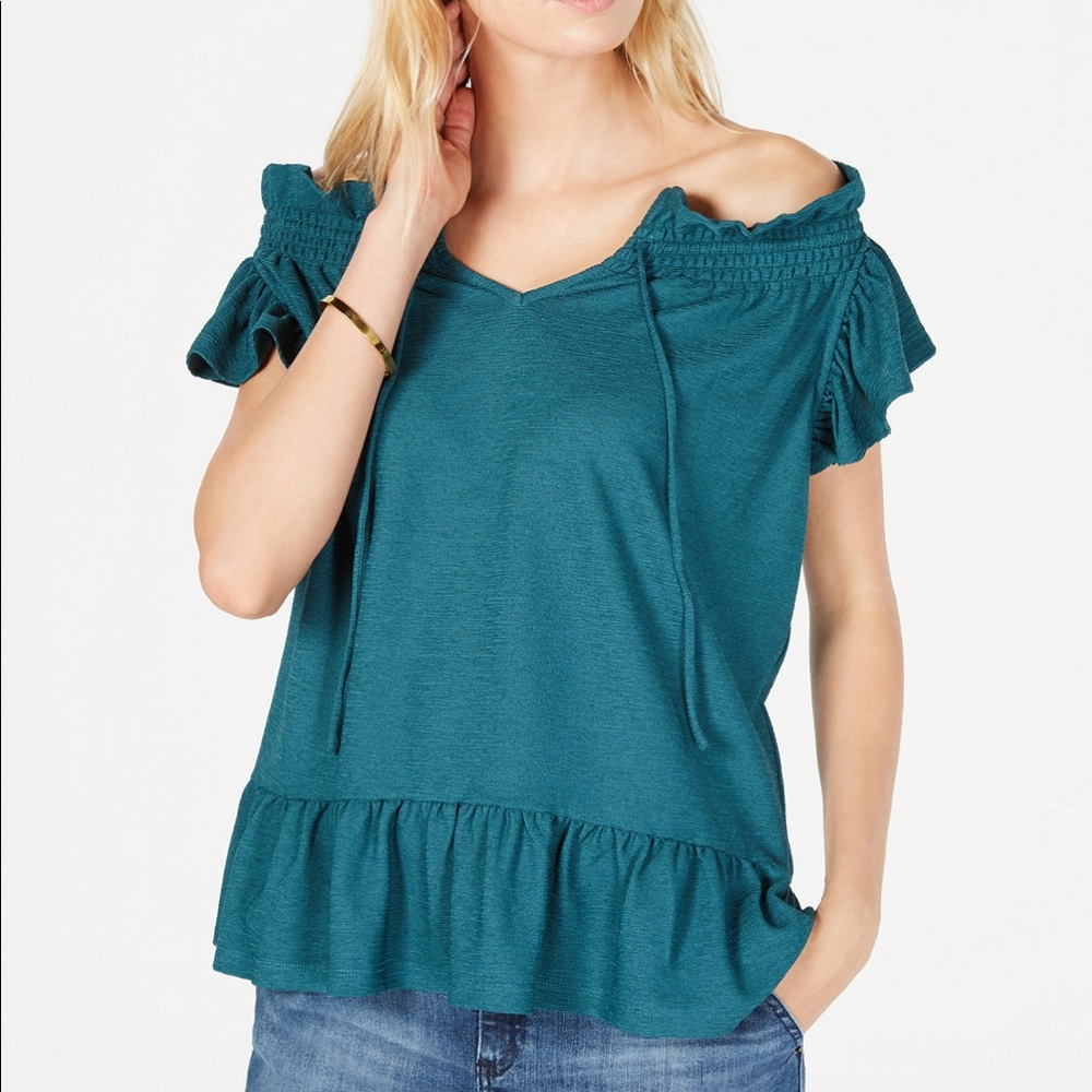 Michael Michael Kors smoked ruffle-trim top